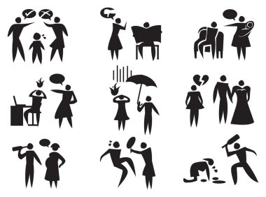 Aile içi şiddet vektör Icon Set