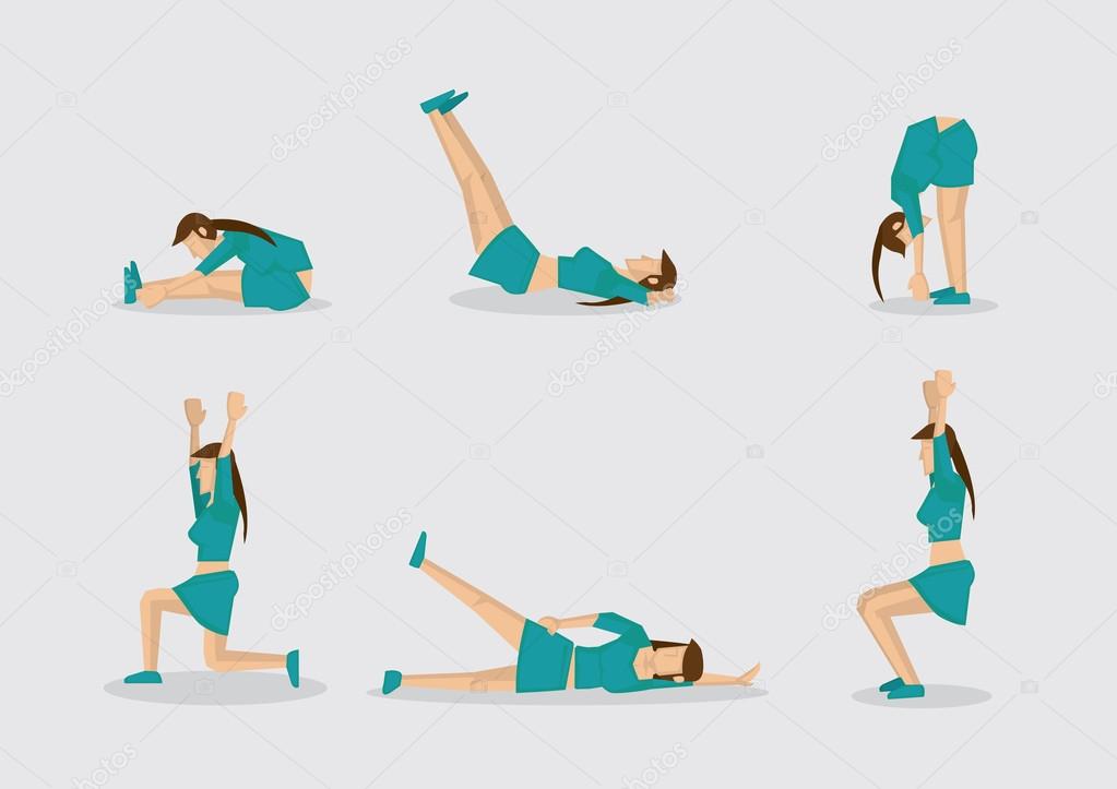 Woman Doing Work Out Routine Vector Character Illustration