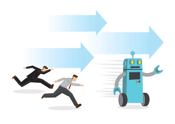 Robot Běží Rychleji Než Kterýkoli Kancelářský Pracovník Závodě Zobrazuje Nebezpečí — Stockový vektor