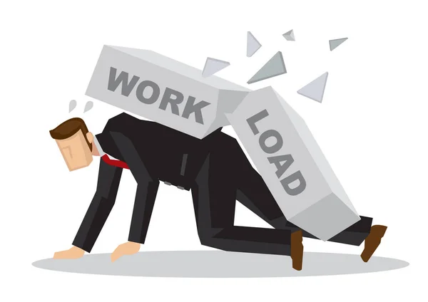 Businessman Attack Giant Brick Title Workload Business Metaphor Stress Work — Stock Vector