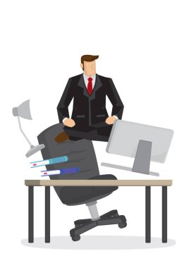 İşadamı ofisinden yüzüyor. İş gurusunun metaforu. Vektör izole illüstrasyonu