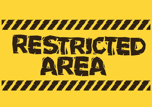 Vintage Restricted Area Sign Yellow Flat Vector Illustration — Stock Vector