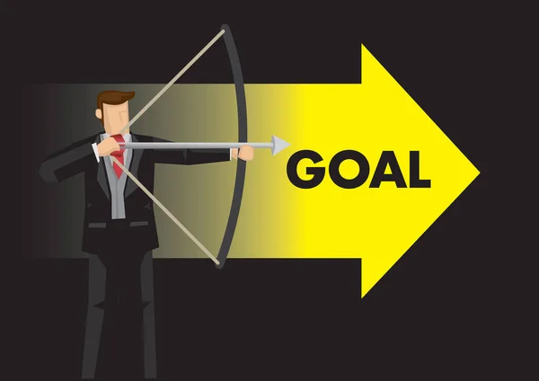 Businessman Archer Aiming Arrow Concept Goal Setting Raise Motivation Goal — Stock Vector