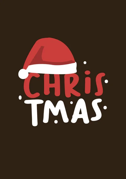 Feliz Diseño Letras Navidad Con Sombrero Santa Tipografía Creativa Para — Vector de stock