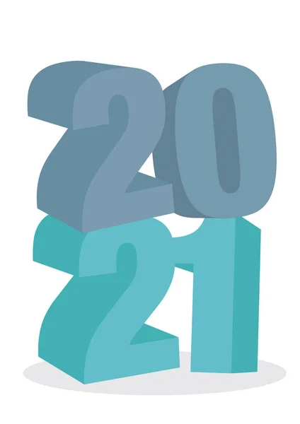 2021 Ευτυχισμένο Νέο Έτος Μπλοκ Κειμένου Χαρακτήρες Λευκό Φόντο Τυπογραφία — Διανυσματικό Αρχείο