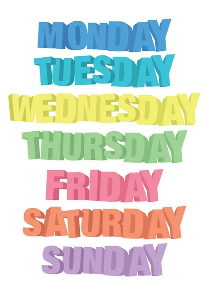 Font Days Week Monday Tuesday Wednesday Thursday Friday Saturday Sunday — Stock Vector