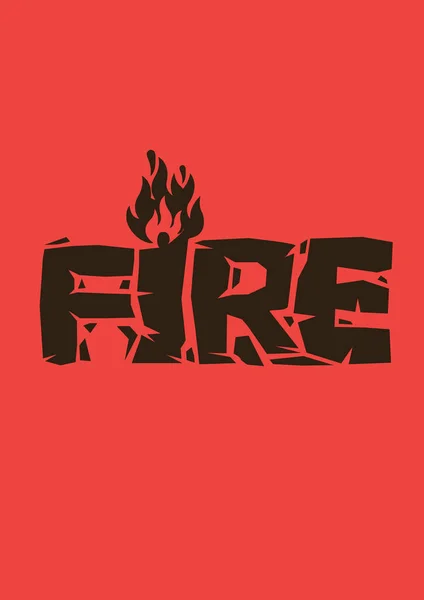 Fire Font Design Sfondo Rosso Segnale Emergenza Pericoloso Illustrazione Vettoriale — Vettoriale Stock