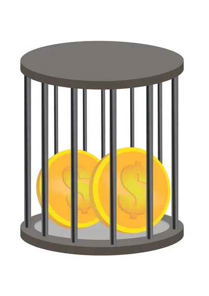 Peníz Zavřeli Vězeňské Cele Koncept Zabezpečení Dat Vektorová Ilustrace — Stockový vektor