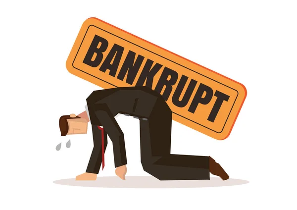 Szomorú Üzletember Csődeljárás Alatt Gazdasági Válság Miatt Adósság Pénzügyi Probléma — Stock Vector