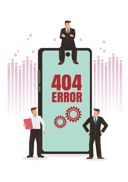 错误404消息 断开与互联网的连接 不可用 愤怒的商人业务概念平面矢量说明 — 图库矢量图片