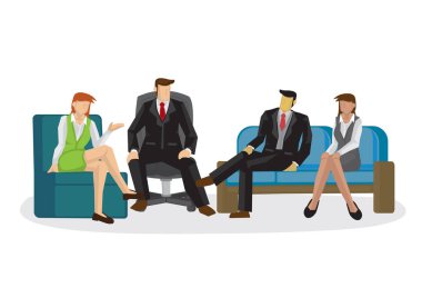 Şirket işletme takımı tartışmasının bir yansıması. Bir grup çok ırklı insanın birlikte çalıştığı iş konsepti.