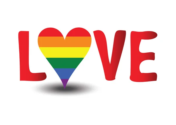 Icônes Vectorielles Lgbt Pride Coeur Avec Texte Couleur Drapeau Arc — Image vectorielle