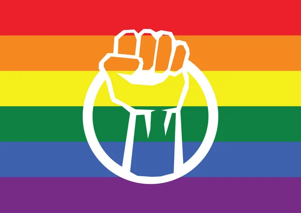 Lgbt Pride Flag Pattern Fist Icon Vector Raised Arm Clipart — Διανυσματικό Αρχείο