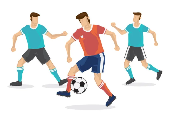 Joueur Professionnel Football Jouant Avec Son Concurrent Illustration Vectorielle Dessin — Image vectorielle