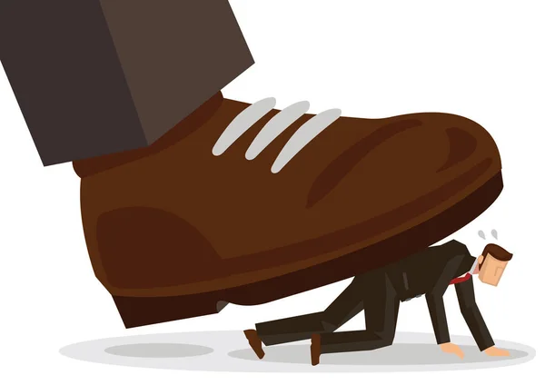 Επιχειρηματική Εικόνα Έννοια Του Γίγαντα Πόδι Ποδοπατώντας Έναν Επιχειρηματία Επίπεδη — Διανυσματικό Αρχείο