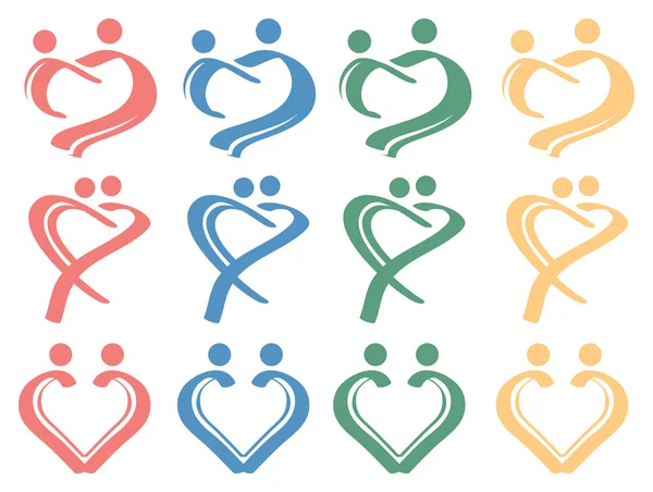 Lidská láska vztah koncepční symbol design sada ikon — Stockový vektor