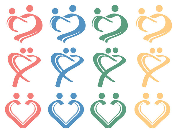 Human Love Relationship Conceptual Symbol Design Icon Set