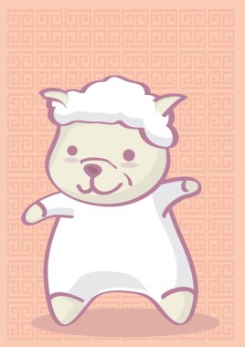 sevimli çizgi kuzu Çin tarzı desen arka planda