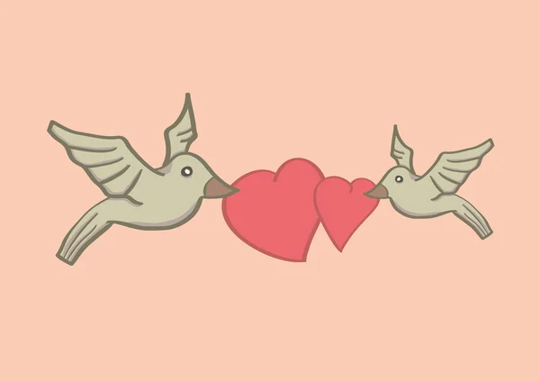 Aves con formas de corazón para el Día de San Valentín — Archivo Imágenes Vectoriales