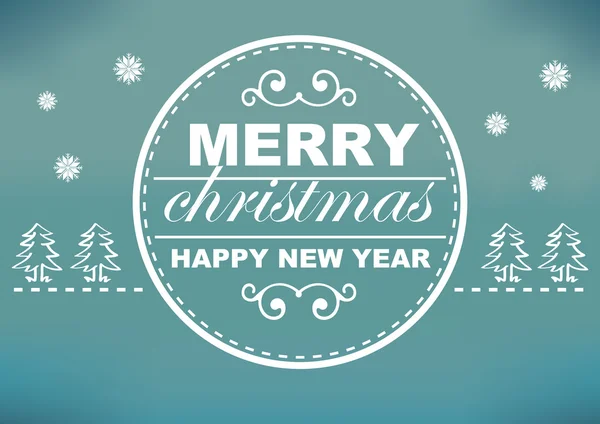 Retro vánoční přání design s azurovou a bílé pozadí — Stockový vektor