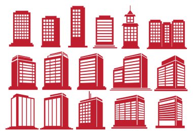 yüksek binaların vektör Icon set 