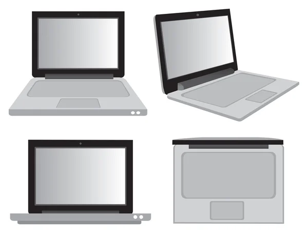 Laptop-Computer in verschiedenen Perspektiven Ansichten Vektor Illustrati — Stockvektor