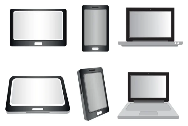 ラップトップ コンピューター、タブレット、スマート フォン ベクトルを白で隔離されます。 — ストックベクタ