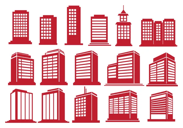 High Rise Buildings Vector Icon Set — Stock Vector