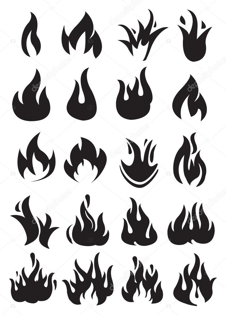 Burning Fire and Flame Vector Isolated on White