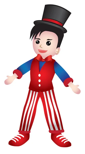 Băiat îmbrăcat în desene animate magician vector — Vector de stoc