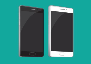 yeni cep telefonu siyah-beyaz gerçekçi vektör illus