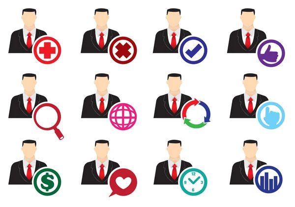 Conjunto de iconos de interfaz web de hombre de negocios — Vector de stock