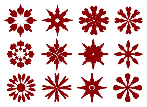 Icono floral engastado en rojo oscuro aislado sobre fondo blanco — Archivo Imágenes Vectoriales