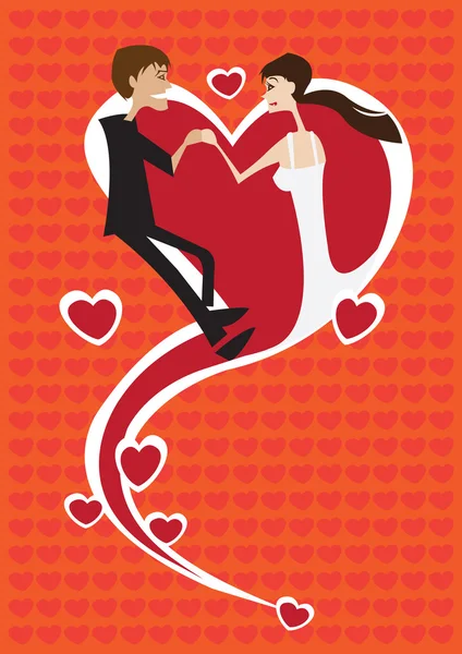 Man Woman in a Heart Shape Vector Illustration — Stock Vector