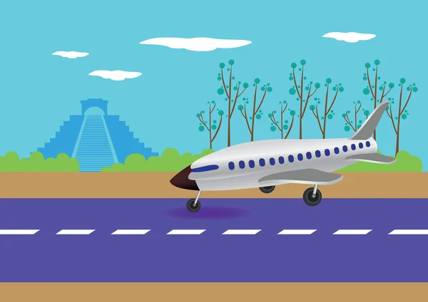 Avión aterrizando en México Vector Illustration — Vector de stock