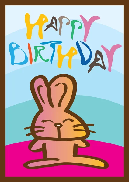 Tarjeta de cumpleaños feliz con conejo — Vector de stock