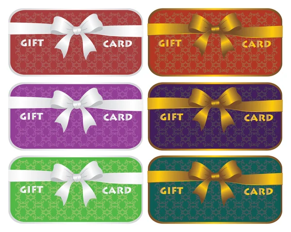 Cartes cadeaux colorées avec rubans — Image vectorielle