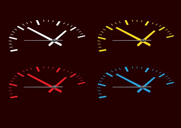 Reloj de cuatro colores cara — Vector de stock