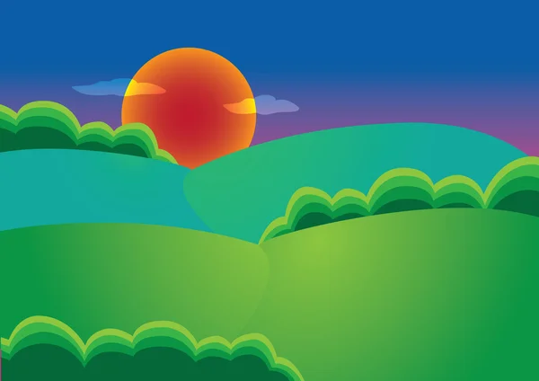 Illustration d'un coucher de soleil — Image vectorielle