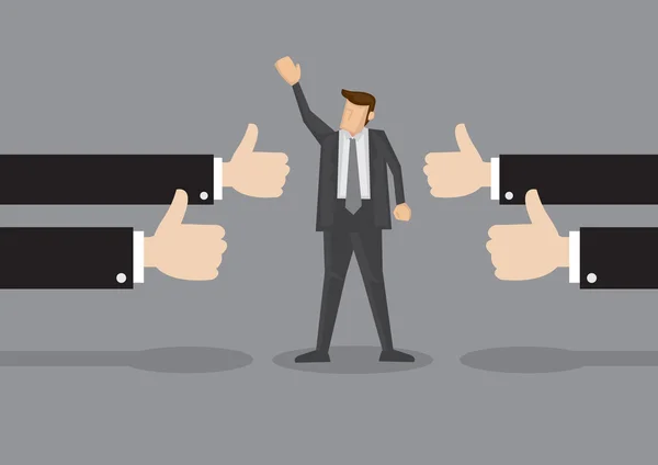 Successful Businessman with Many Thumbs up Stock Illustration
