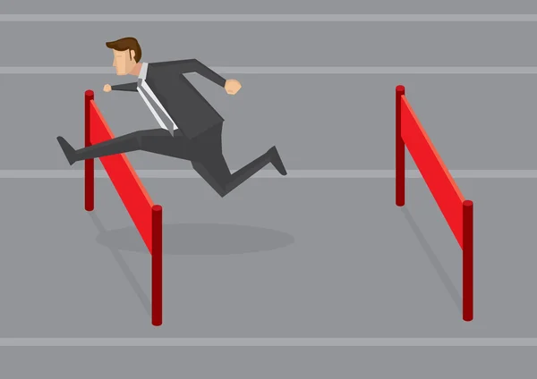 Businessman Jumping Hurdles Vector Illustration Vector Graphics