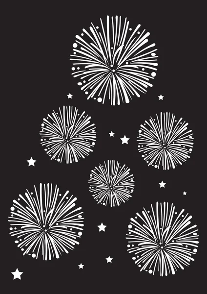 Fuochi d'artificio in cielo scuro illustrazione vettoriale — Vettoriale Stock