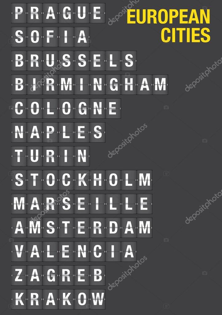 Name Of European Cities On Airport Flip Board Stock Vector Image By C Hofred Name Of European Cities On Airport Flip Board Stock Vector Image By C Hofred