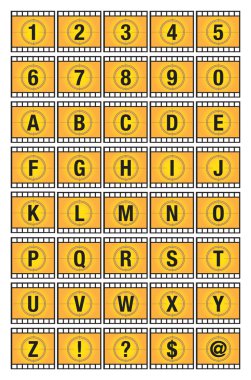 Film Strip Alphabets and Numbers Template