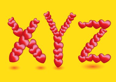 Özel kırmızı Sevgililer Sevgililer günü vektör yazı tipleri