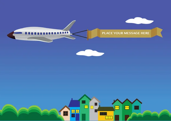 Vektor illustration av ett flygplan med banner. — Stock vektor