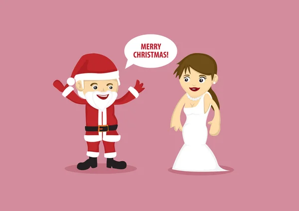 Śnięty Mikołaj mówiąc Wesołych Świąt do Pani — Wektor stockowy
