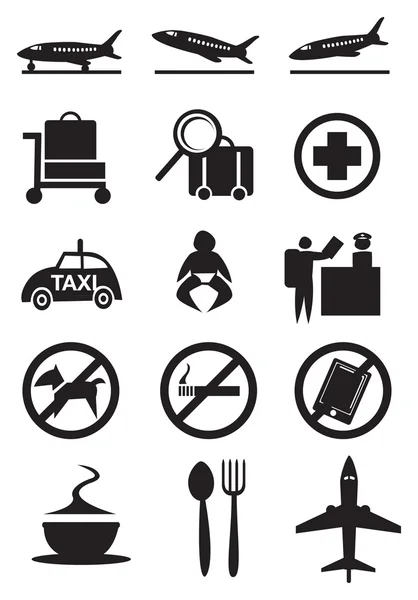 Icona e cartelli aeroportuali — Vettoriale Stock