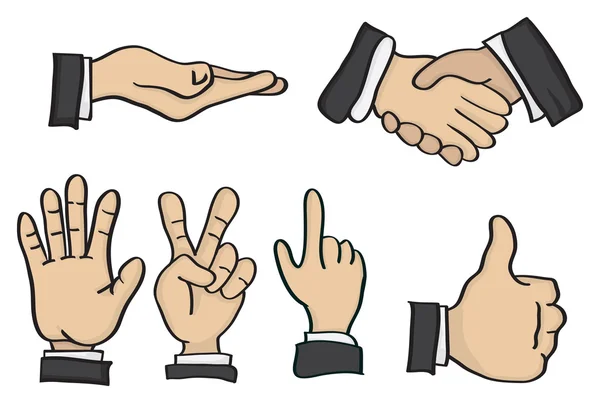 Dessin animé gestes de la main Illustration vectorielle — Image vectorielle