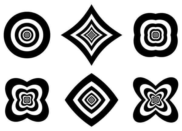 黒と白の同心円形状 — ストックベクタ